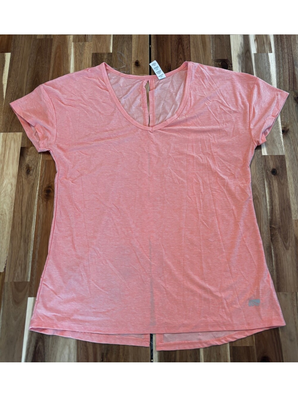 Marika Coral Pink Split Back Activewear Tee Women’s Large NWOT (2069)